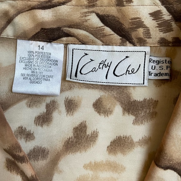 Vintage 80s Kathy Che floral brown button down top - Picture 10 of 16